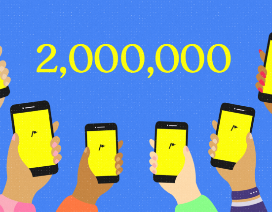 many hands hold thndr mobile app while celebrating 2 million downloads