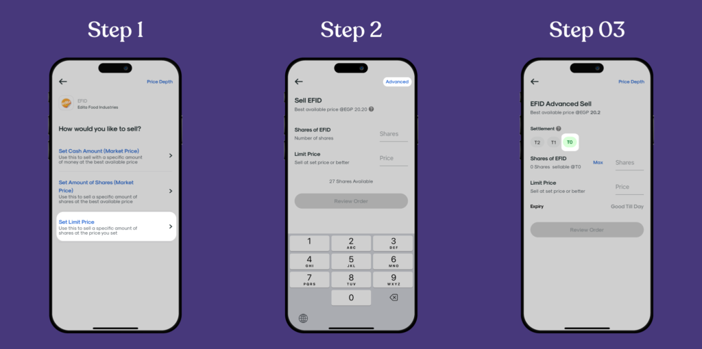 3 screens from thndr app for the same-day settlements 