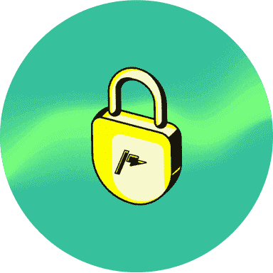 a lock with thndr logo to refer to data security on the app قفل عليه لوجو ثاندر لتوضيح ميزة تأمين البيانات التي يوفرها التطبيق