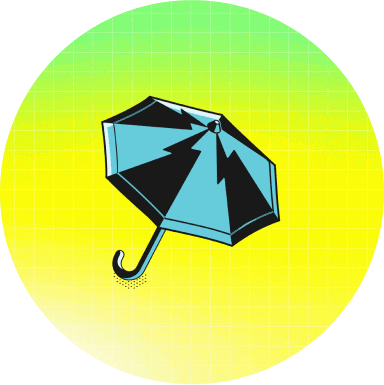 an umbrella on thndr home page to refer to protection تصميم شمسية على موقع ثاندر لتوضيح ميزة الحماية التي يوفرها التطبيق