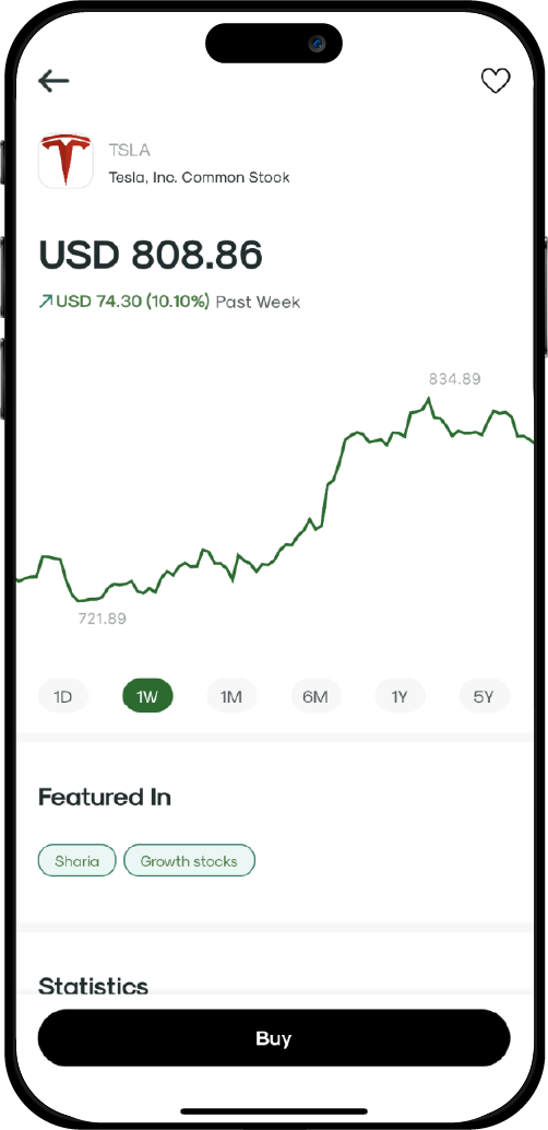 a screen for Tesla stock on thndr app